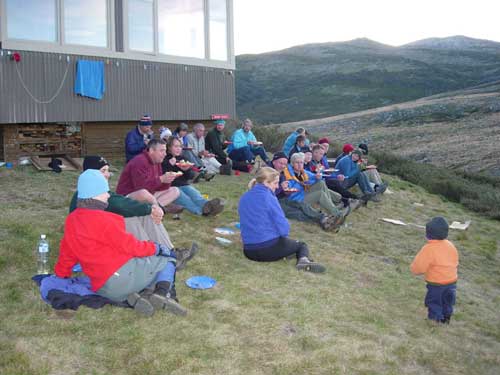 Group of people sitting ouside Illawong Lodge
